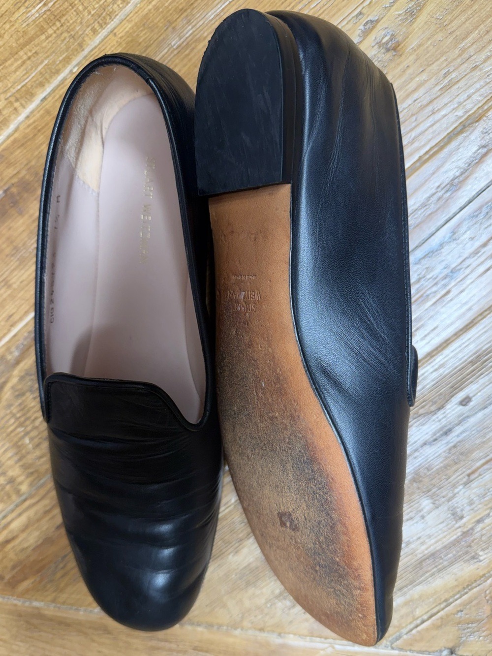 Stuart Weitzman Black Nappa Leather Payton Pleated Loafers - Size 7.5 - Picture 11 of 12